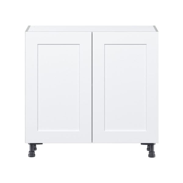 Jasmine Painted Warm White  Shaker Assembled Shallow Base Cabinet with 2 Full High Doors (36 in. W x 34.5 in. H x 14 in. D)