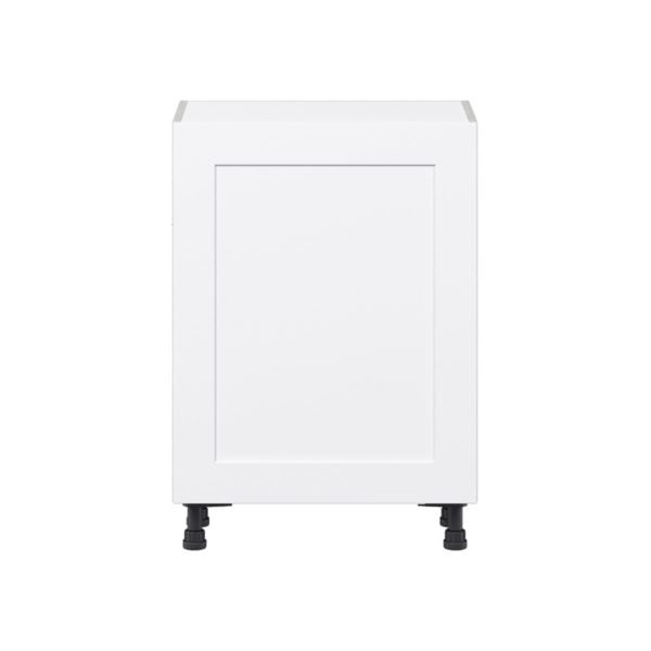 Jasmine Painted Warm White  Shaker Assembled Shallow Base Cabinet with a Full High Door (24 in. W x 34.5 in. H x 14 in. D)