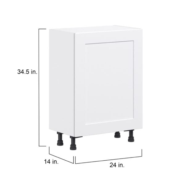 Jasmine Painted Warm White  Shaker Assembled Shallow Base Cabinet with a Full High Door (24 in. W x 34.5 in. H x 14 in. D)