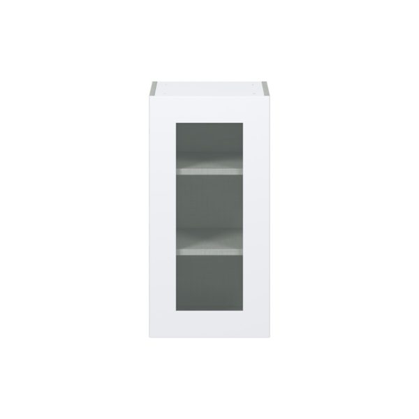 Jasmine Painted Warm White Assembled Wall  Cabinet with a Full High Glass Door (15 in. W x 30 in. H x 14 in. D)