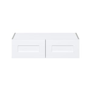 Jasmine Painted Warm White  Shaker Assembled Deep Wall Bridge Cabinet (36 in. W X 10 in. H X 24 in. D)