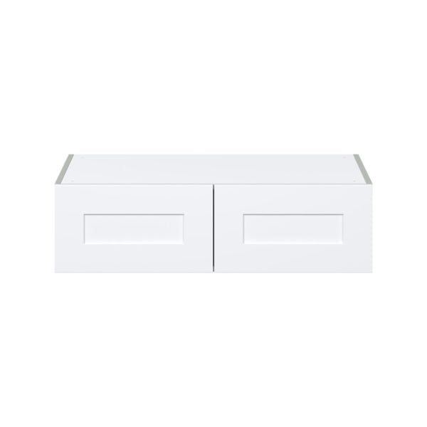 Jasmine Painted Warm White  Shaker Assembled Deep Wall Bridge Cabinet (36 in. W X 10 in. H X 24 in. D)