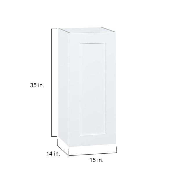 Jasmine Painted Warm White  Shaker Assembled Wall  Cabinet with Full High Door (15 in. W x 35 in. H x 14 in. D)