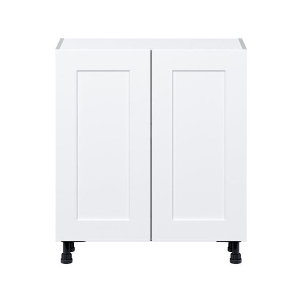 Jasmine Painted Warm White  Shaker Assembled Shallow Base Cabinet with 2 Full High Doors (30 in. W x 34.5 in. H x 14 in. D)