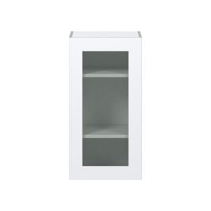 Jasmine Painted Warm White Assembled Wall  Cabinet with a Full High Glass Door (18 in. W x 35 in. H x 14 in. D)