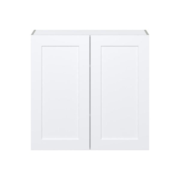 Jasmine Painted Warm White  Shaker Assembled Wall  Cabinet with 2 Full High Doors (36 in. W x 35 in. H x 14 in. D)