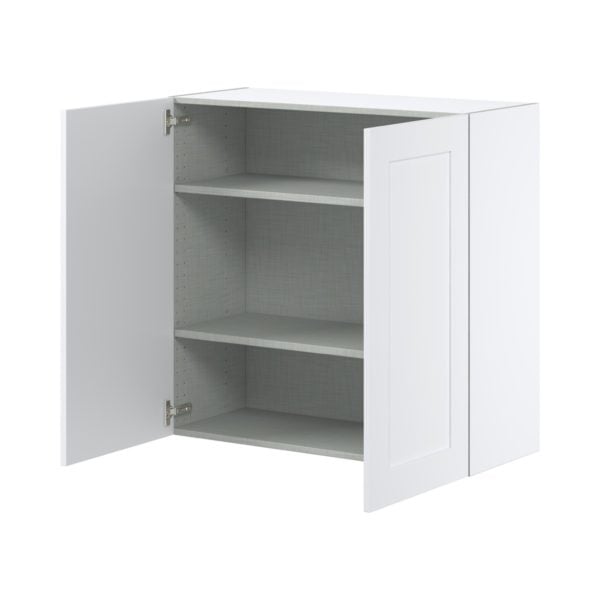 Jasmine Painted Warm White  Shaker Assembled Wall  Cabinet with 2 Full High Doors (36 in. W x 35 in. H x 14 in. D)