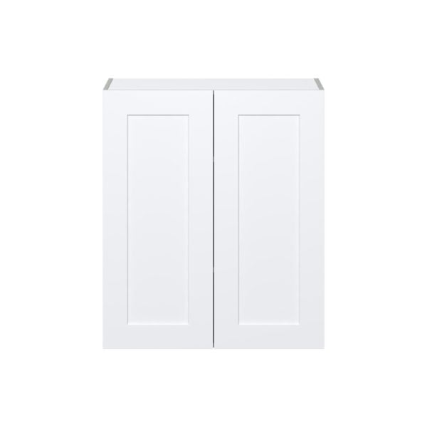 Jasmine Painted Warm White  Shaker Assembled Wall  Cabinet with 2 Full High Doors (30 in. W x 35 in. H x 14 in. D)