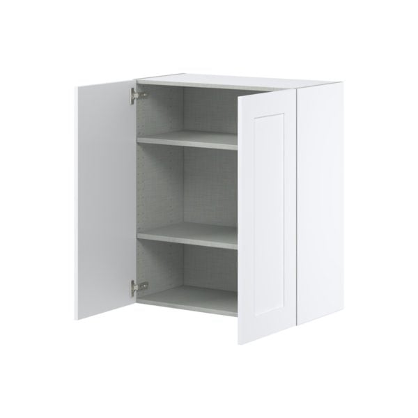 Jasmine Painted Warm White  Shaker Assembled Wall  Cabinet with 2 Full High Doors (30 in. W x 35 in. H x 14 in. D)