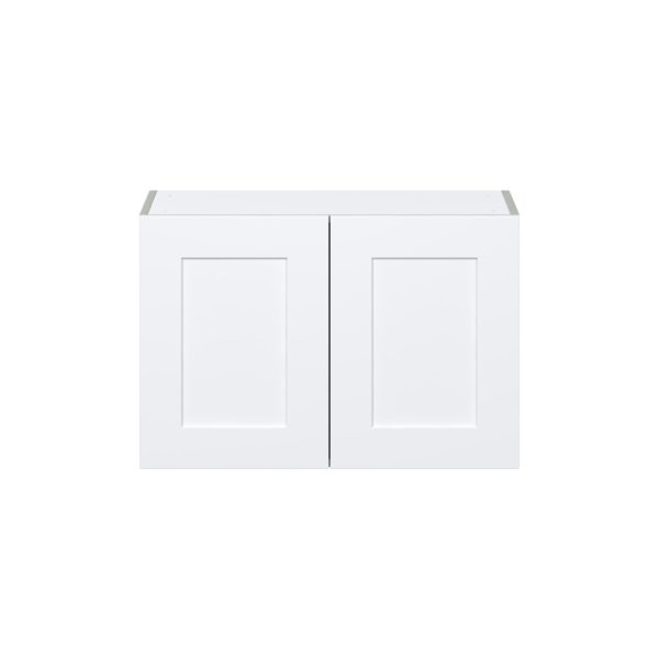 Jasmine Painted Warm White  Shaker Assembled  Wall Bridge Cabinet (30 in. W X 20 in. H X 14 in. D)