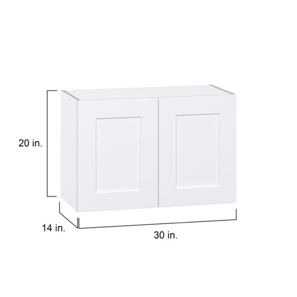 Jasmine Painted Warm White  Shaker Assembled  Wall Bridge Cabinet (30 in. W X 20 in. H X 14 in. D)