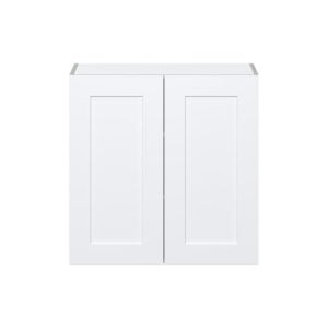 Jasmine Painted Warm White  Shaker Assembled Wall  Cabinet with 2 Full High Doors (30 in. W x 30 in. H x 14 in. D)