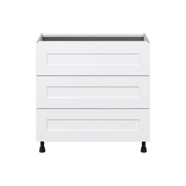 Jasmine Painted Warm White  Shaker Assembled Cooktop Base Cabinet with Three 10 in. Drawers (36 in. W x 34.5 in. H x 24 in. D)