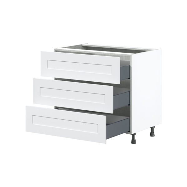 Jasmine Painted Warm White  Shaker Assembled Cooktop Base Cabinet with Three 10 in. Drawers (36 in. W x 34.5 in. H x 24 in. D)