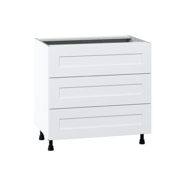 Jasmine Painted Warm White  Shaker Assembled Cooktop Base Cabinet with Three 10 in. Drawers (36 in. W x 34.5 in. H x 24 in. D)