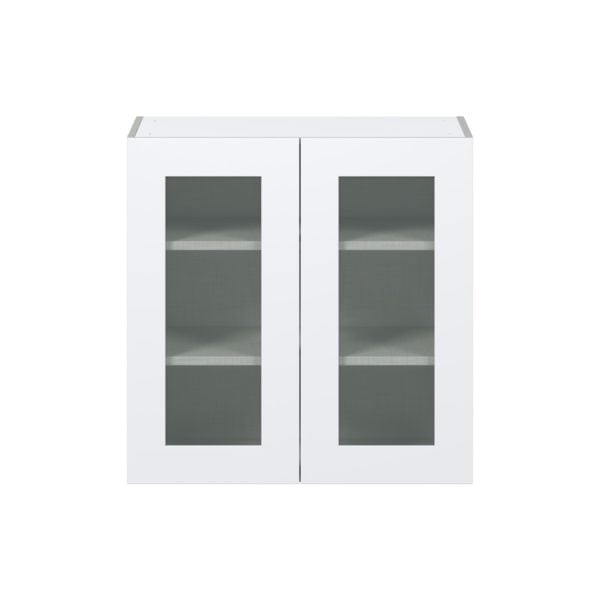 Jasmine Painted Warm White Assembled Wall  Cabinet with 2 Glass Doors (30 in. W x 30 in. H x 14 in. D)