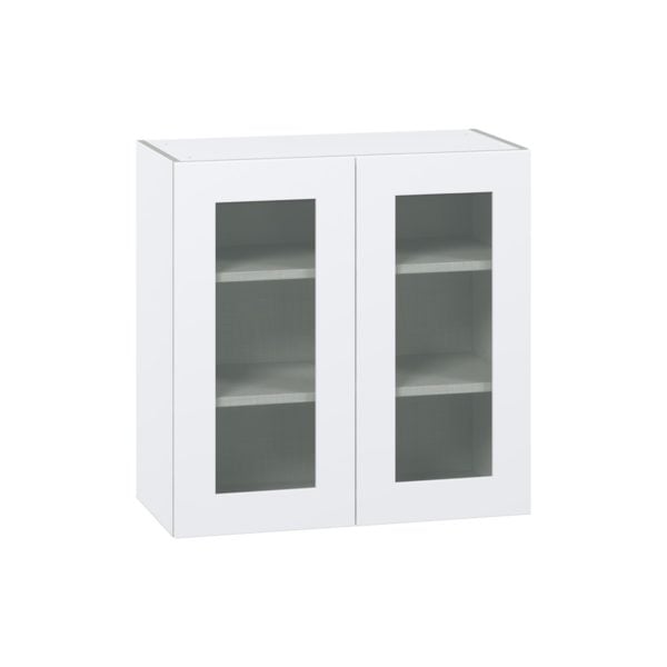 Jasmine Painted Warm White Assembled Wall  Cabinet with 2 Glass Doors (30 in. W x 30 in. H x 14 in. D)