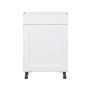 Jasmine Painted Warm White  Shaker Assembled Shallow Base Cabinet with 1 Door and 1 Drawer (24 in. W x 34.5 in. H x 14 in. D)