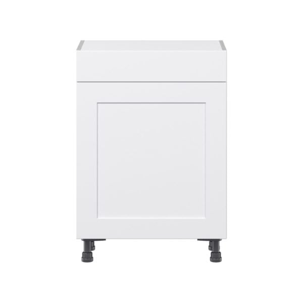 Jasmine Painted Warm White  Shaker Assembled Shallow Base Cabinet with 1 Door and 1 Drawer (24 in. W x 34.5 in. H x 14 in. D)