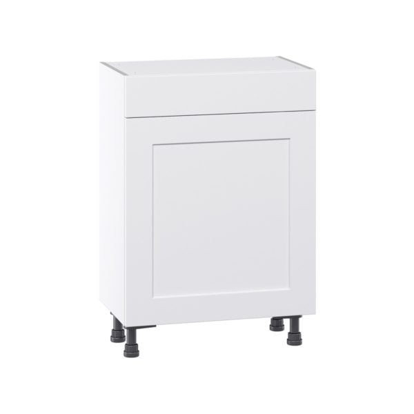 Jasmine Painted Warm White  Shaker Assembled Shallow Base Cabinet with 1 Door and 1 Drawer (24 in. W x 34.5 in. H x 14 in. D)