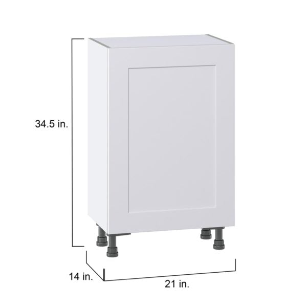 Jasmine Painted Warm White  Shaker Assembled Shallow Base Cabinet with a Full High Door (21 in. W x 34.5 in. H x 14 in. D)