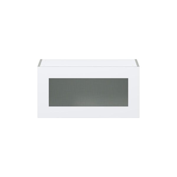 Jasmine Painted Warm White Assembled Wall Bridge  Cabinet with Lift Up Glass Door (30 in. W x 15 in. H x 14 in. D)