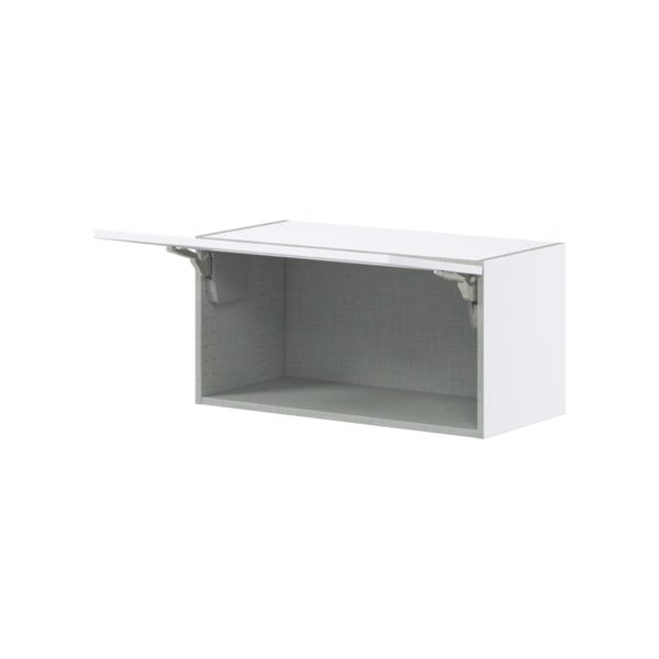 Jasmine Painted Warm White Assembled Wall Bridge  Cabinet with Lift Up Glass Door (30 in. W x 15 in. H x 14 in. D)