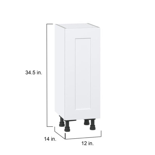 Jasmine Painted Warm White  Shaker Assembled Shallow Base Cabinet with a Full High Door (12 in. W x 34.5 in. H x 14 in. D)