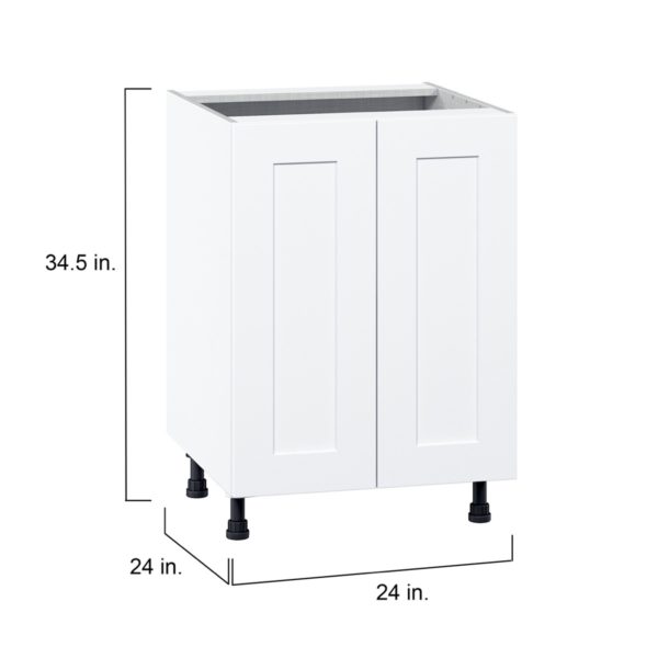 Jasmine Painted Warm White  Shaker Assembled Base Cabinet with 2 Full High Doors and 3 Inner Drawers (24 in. W x 34.5 in. H x 24 in. D)