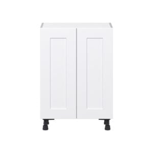 Jasmine Painted Warm White  Shaker Assembled Shallow Base Cabinet with 2 Full High Doors (24 in. W x 34.5 in. H x 14 in. D)