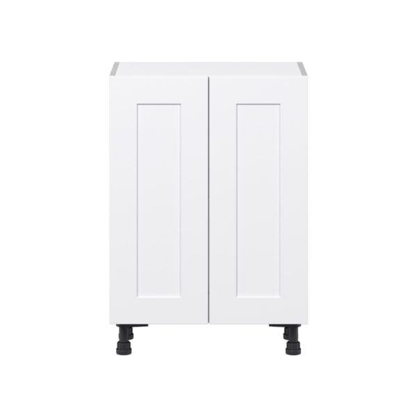 Jasmine Painted Warm White  Shaker Assembled Shallow Base Cabinet with 2 Full High Doors (24 in. W x 34.5 in. H x 14 in. D)