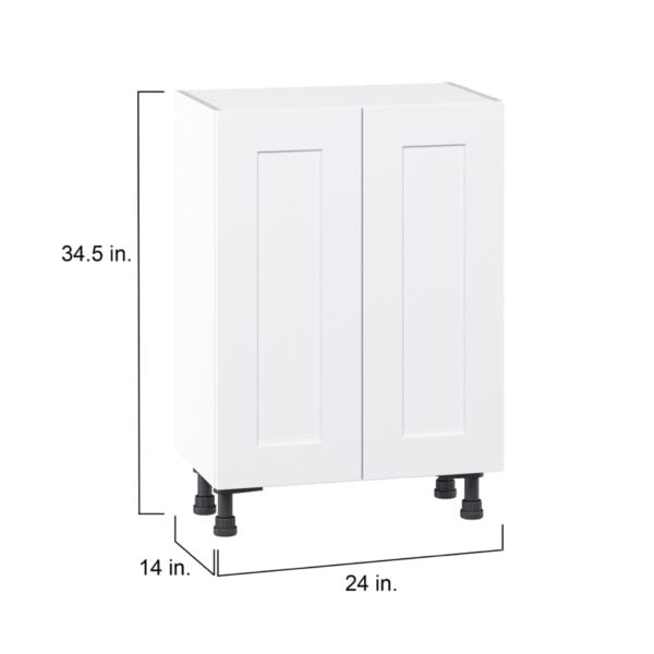 Jasmine Painted Warm White  Shaker Assembled Shallow Base Cabinet with 2 Full High Doors (24 in. W x 34.5 in. H x 14 in. D)