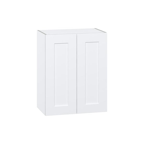 Jasmine Painted Warm White  Shaker Assembled Wall  Cabinet  with 2 Full high Doors (24 in. W x 30 in. H x 14 in. D)