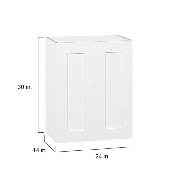 Jasmine Painted Warm White  Shaker Assembled Wall  Cabinet  with 2 Full high Doors (24 in. W x 30 in. H x 14 in. D)