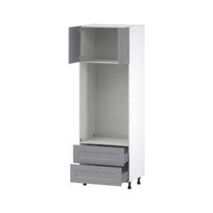 Willow Painted Slate Gray  Shaker Assembled Pantry Micro/Oven Combo  Cabinet with 2 Drawers (30 in. W x 89.5 in. H x 24 in. D)