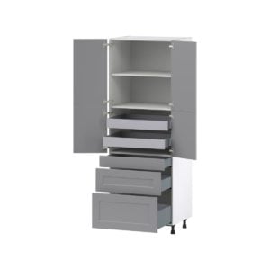 Willow Painted Slate Gray  Shaker Assembled Pantry  Cabinet with 2 Inner Drawers (30 in. W x 84.5 in. H x 24 in. D)