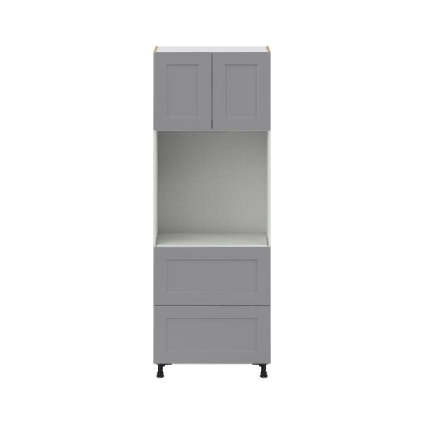 Willow Painted Slate Gray  Shaker Assembled Single Oven  Cabinet with 2 Drawers (30 in. W x 84.5 in. H x 24 in. D)