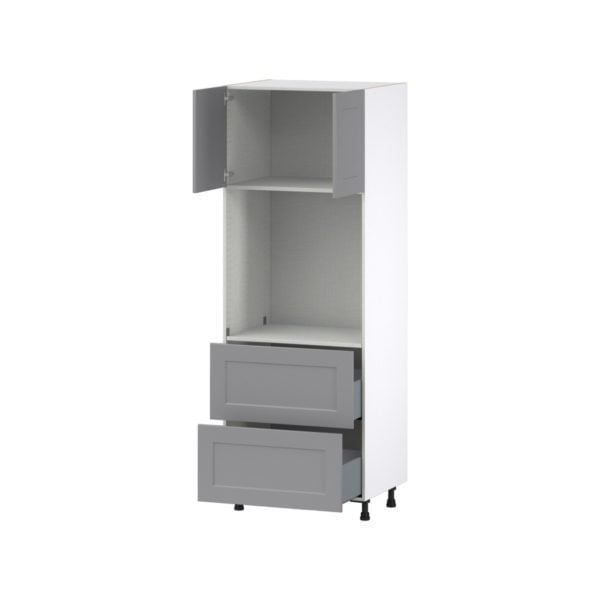 Willow Painted Slate Gray  Shaker Assembled Single Oven  Cabinet with 2 Drawers (30 in. W x 84.5 in. H x 24 in. D)