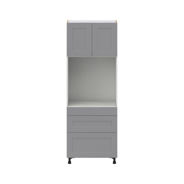 Willow Painted Slate Gray  Shaker Assembled Single Oven  Cabinet with 3 Drawers (30 in. W x 84.5 in. H x 24 in. D)