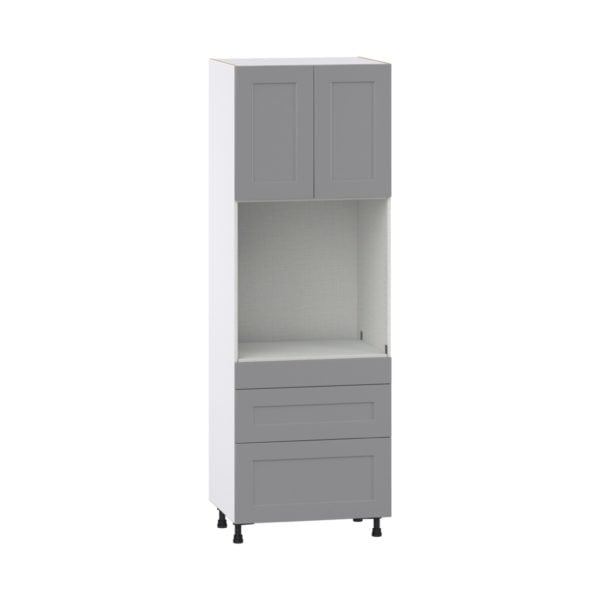 Willow Painted Slate Gray  Shaker Assembled Single Oven  Cabinet with Drawers (30 in. W x 89.5 in. H x 24 in. D)