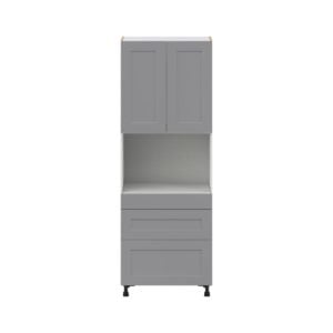 Willow Painted Slate Gray  Shaker Assembled Pantry Micro/Oven  Cabinet with 3 Drawers (30 in. W x 84.5 in. H x 24 in. D)