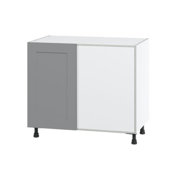 Willow Painted Slate Gray  Shaker Assembled Blind Base Corner  Cabinet with Right Pull Out (39 in. W x 34.5 in. H x 24 in. D)