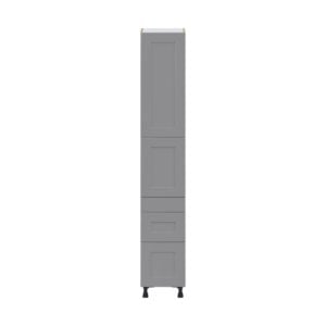 Willow Painted Slate Gray  Shaker Assembled Pantry  Cabinet with 3 Drawers and 2 Inner Drawers (15 in. W x 89.5 in. H x 24 in. D)