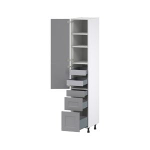 Willow Painted Slate Gray  Shaker Assembled Pantry  Cabinet with 3 Drawers and 2 Inner Drawers (15 in. W x 89.5 in. H x 24 in. D)