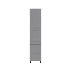 Willow Painted Slate Gray  Shaker Assembled Pantry  Cabinet with 2 Inner Drawers (18 in. W x 84.5 in. H x 24 in. D)