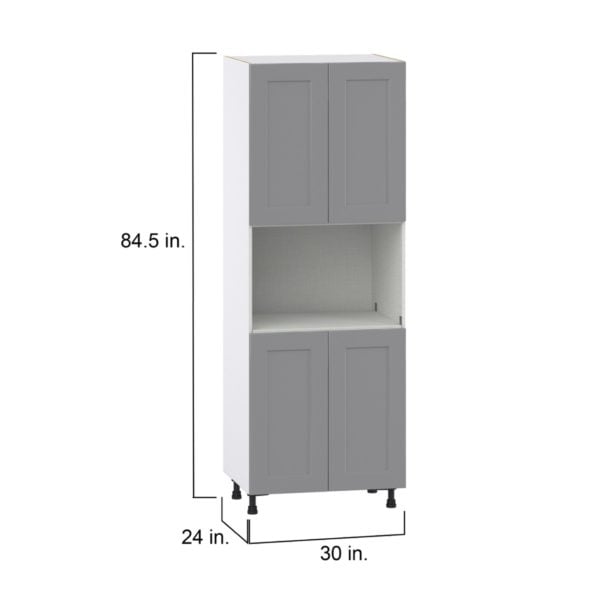 Willow Painted Slate Gray  Shaker Assembled Pantry Micro/Oven  Cabinet (30 in. W x 84.5 in. H x 24 in. D)