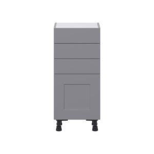 Willow Painted Slate Gray  Shaker Assembled Shallow Base Cabinet with 1 Door and Three 5 in. Drawers (15 in. W x 34.5 in. H x 14 in. D)