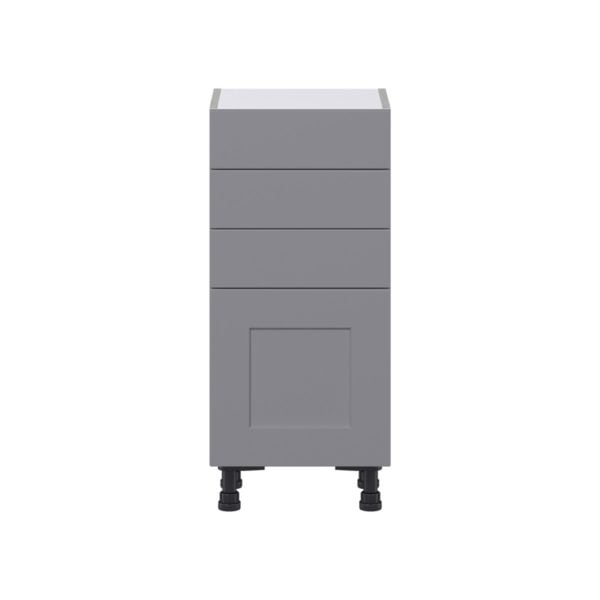 Willow Painted Slate Gray  Shaker Assembled Shallow Base Cabinet with 1 Door and Three 5 in. Drawers (15 in. W x 34.5 in. H x 14 in. D)