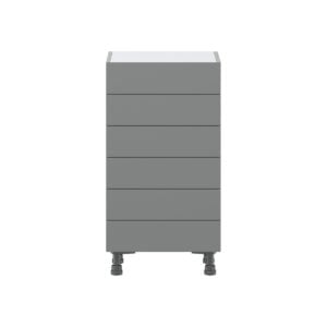 Willow Painted Slate Gray  Shaker Assembled Shallow Base Cabinet with 6 Drawers (18 in. W x 34.5 in. H x 14 in. D)