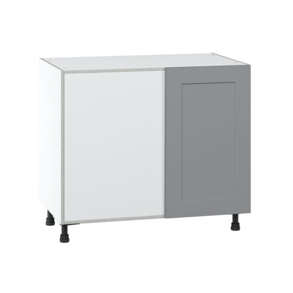 Willow Painted Slate Gray  Shaker Assembled Blind Base Corner  Cabinet with Left Pull Out (39 in. W x 34.5 in. H x 24 in. D)